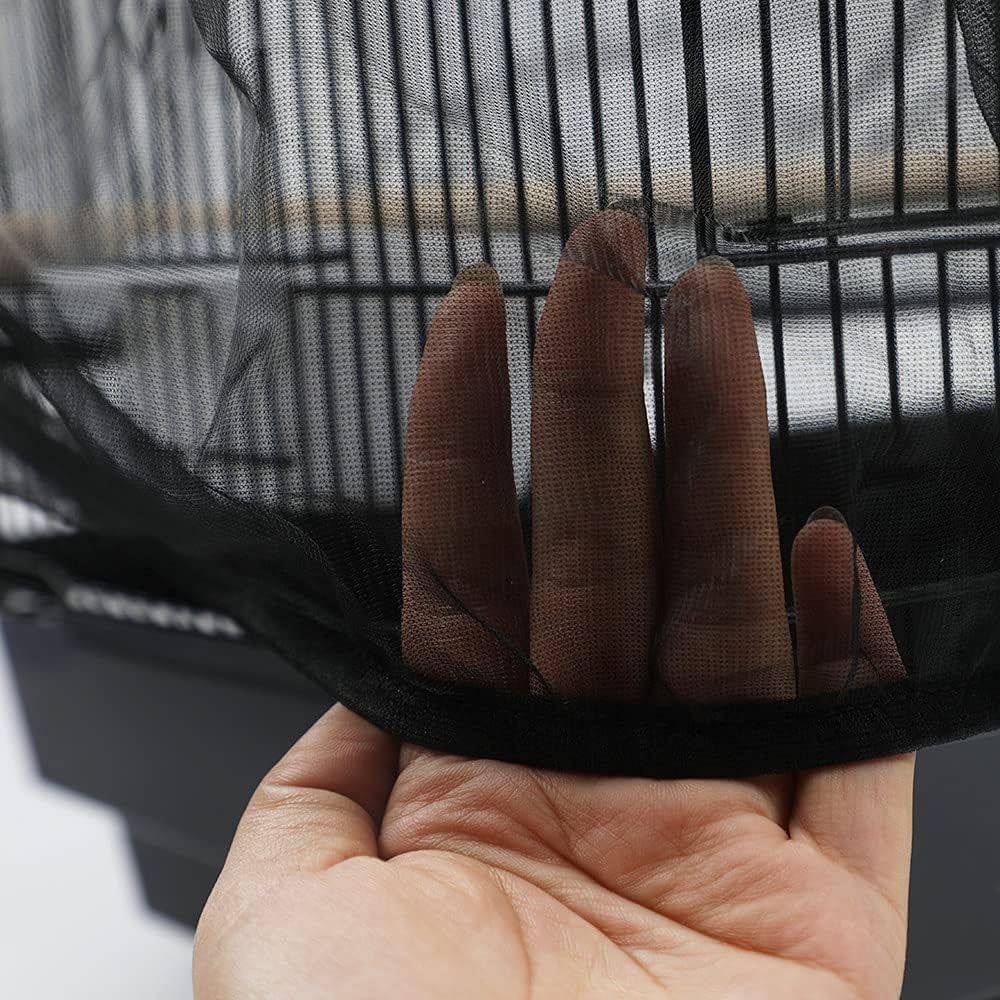 ZP Large Size Universal Bird Cage Guard Net Cover Seed Catcher with 1pcs of Feeding Spoon,Nylon Mesh Soft Airy Bird Cage Net Skirt for Round Square Cages(Not Included Birdcage): Kitchen & Dining