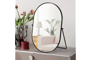 Numjeg Makeup Mirror Portable Vanity Tabletop Mirrors with Metal Frame Desk Table Mirror with 90°Adjust Rotate Good for Bedro
