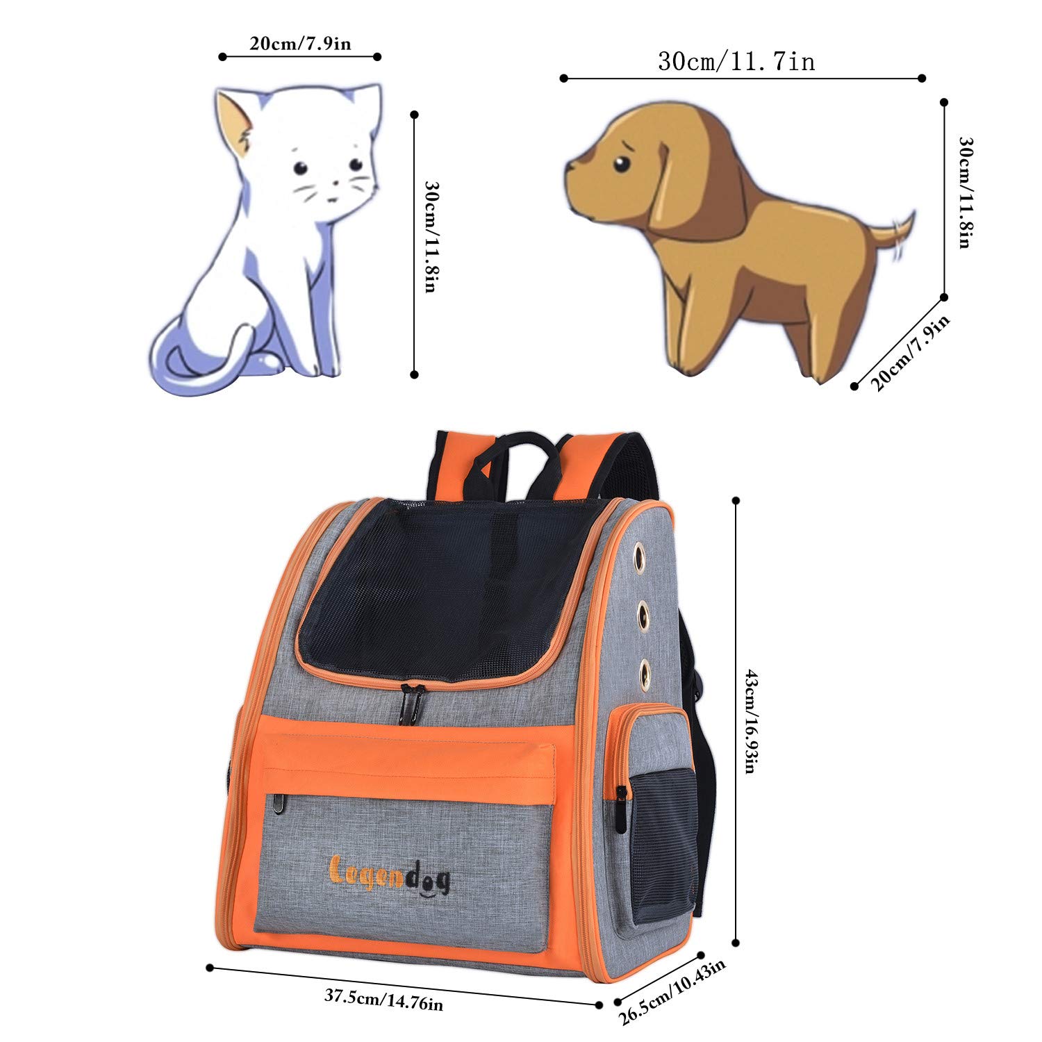 Legendog Dog Backpack, Pet Backpack Carrier Portable Travel Bag Breathable Pet Backpack for Dogs& Cats, Waterproof Cat Hiking Backpack with Cushion & Adjustable Strap (Pet Backpack)