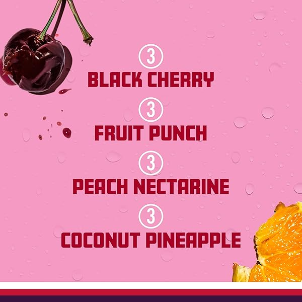 SPARKLING ICE PINK VARIETY PACK, FLAVORED SPARKLING WATER, ZERO SUGAR, AND VITAMINS AND ANTIOXIDANTS, 17 FL OZ, 12 COUNT (BLACK CHERRY, PEACH NECTARINE, COCONUT PINEAPPLE, FRUIT PUNCH)