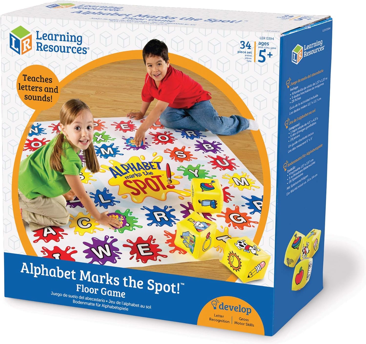 Learning Resources Alphabet Marks The Spot Floor Mat, 34 Piece Set, Ages 5+, Letters, Sounds, Alphabet Game,Spelling Games