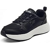 OKVOOT Women's Running Shoes Walking Shoes Wide Width Leather: Comfortable Shock Absorbing Breathable Lightweight Non-Slip Athletic Fashion Sneakers for Tennis Gym Workout Training Casual