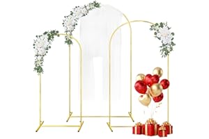 GILPWA Wedding Arch Backdrop Stand 7.2FT, 6.6FT, 6 FT Set of 3 Gold Metal Arch Balloon Stand for Wedding Baby Shower Ceremony Birthday Party Balloon Arch