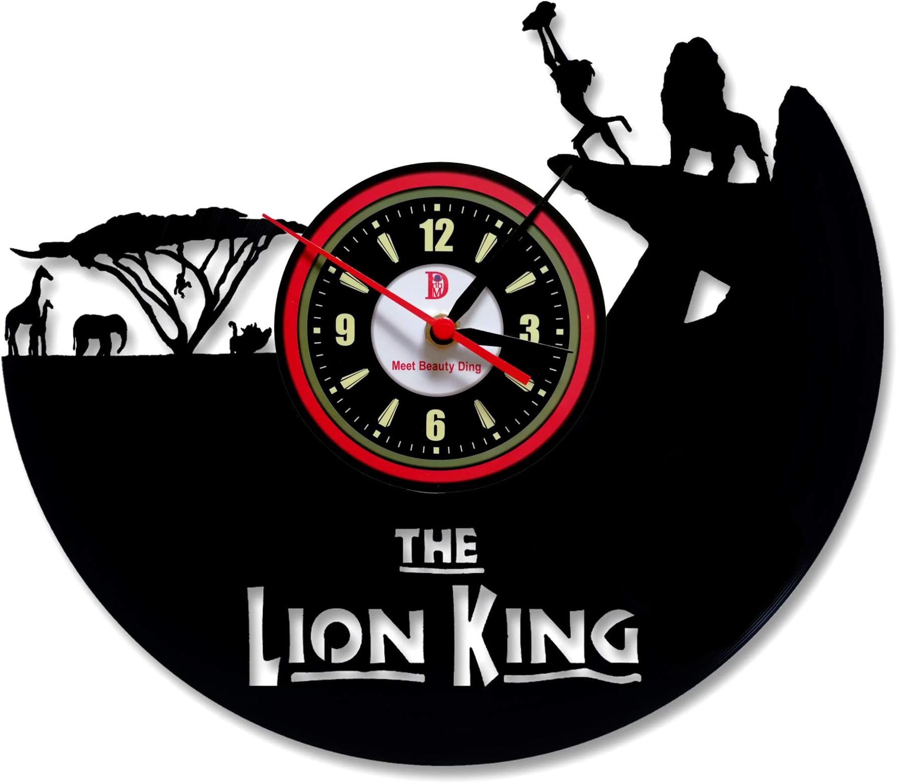 Meet Beauty Ding The Lion King Vinyl Record Wall Clock Hanging Home Art Decor - Amazing Gift for Christmas Men and Boys