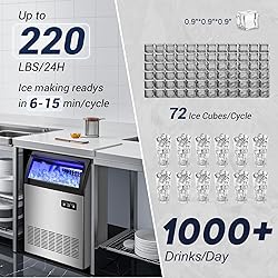220LBS Commercial Ice Maker Machine - 72PCS Ice