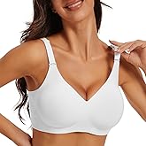 KeepMyself Seamless Wireless Bra for Women, Ultra Soft Breathable Non Padded Comfort,Lightly Lined Full Coverage Everyday T-Shirt Bra White