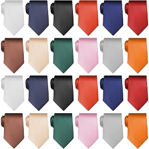 Exircy 24 Pcs Solid Color Ties for Men, Solid Satin Pure Color Ties Set, Formal Necktie Tie for Men Formal Occasion Wedding P