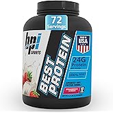 BPI Sports Best Protein – 100% Whey Protein Powder – Muscle Growth, Recovery, Meal Replacement – No Maltodextrin, No Fillers, Gluten Free – for Men & Women | Strawberries and Cream – 5.2 Pounds