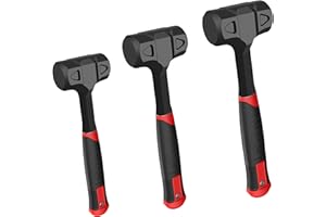 YIYITOOLS 3-Piece Dead Blow Hammer Set,16oz(1LB),32oz(2LB),48oz(3LB),Deadblow Hammers with One-Piece Forged Carbon Steel,Steel Ball-Filled Head,Anti-Vibration Rubber Grip,Spark and Rebound Resistant