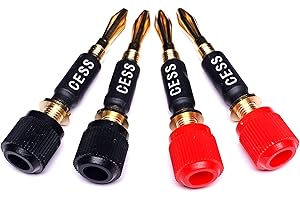 CNCESS CESS-061 Spade Fork Binding Post to Banana Plugs Amp Speaker Adapter, 4 Pack