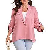 ShopWonder Womens Plus Size Long Sleeve Classic Draped Open Front Lightweight Blazer