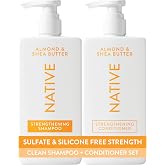 Native Shampoo and Conditioner Contain Naturally Derived Ingredients| All Hair Type Color &amp; Treated, Fine to Dry Damaged, Sulfate &amp; Dye Free - Almond &amp; Shea Butter, 16.5 fl oz each (2 pack)
