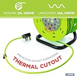 STATUS 4 Socket Cable Reel 20m Green 13A Heavy Duty Outdoor Extension Lead view 5