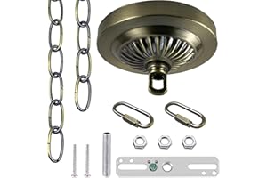 ECUDIS Light Fixture Canopy Kit, 5 Inches Diameter and 6 Feet Pendant Light Chain Includes Mounting Hardware for Chandelier or Swag Light Fixtures, Max Fixture Load of 50 Pounds (Antique Brass)