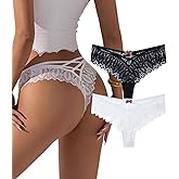 FUMAFI Sexy Cheeky Panties for Women Lace Criss Cross Bikini Underwear High Elastic Soft Panties 1-6 Pack