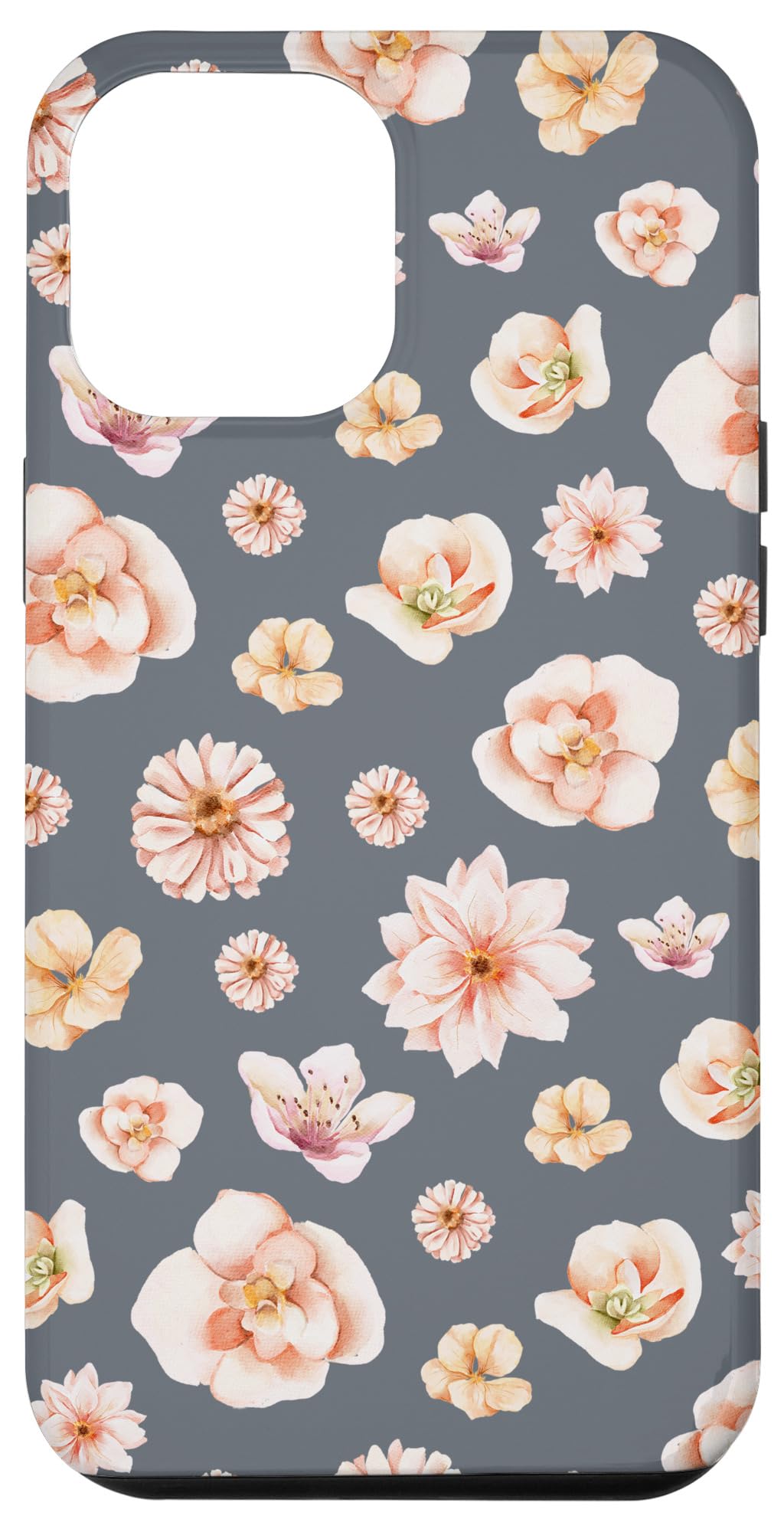 iPhone 13 Pro Max Watercolor Floral Blossom Pattern on Slate Gray Case