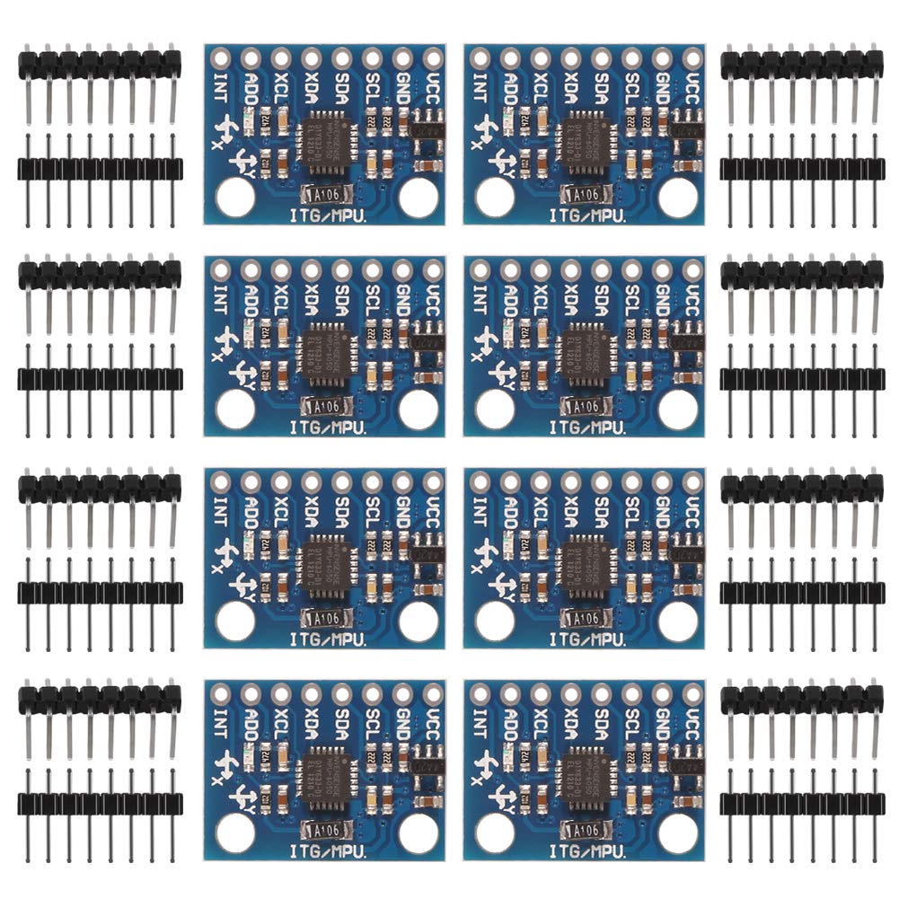 ALMOCN 8pcs GY-521 MPU-6050 3 Axis Gyroscope and 3 Axis Accelerometer 6DOF Sensor Module 16 Bit AD Converter Data Output IIC I2C for Arduino