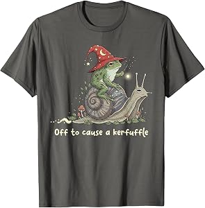 Off to Cause A Kerfuffle Witchy Frog Wizard Snail Meme Humor T-Shirt