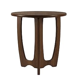 FINECASA Round End Table Small Rustic Side Table