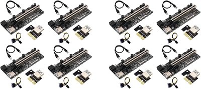 Bcowtte 8 Set PCIe Riser 1X to 16X Graphics Adapter Temperature Sensor GPU