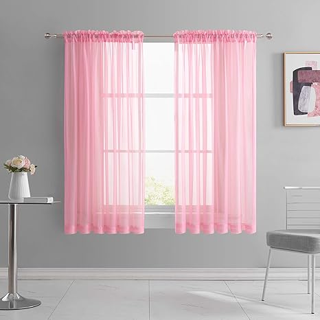KEQIAOSUOCAI 2 Panels Pink Sheer 
