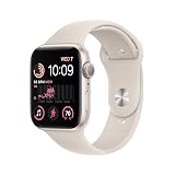 Apple Watch SE (2nd Gen) (GPS, 44mm) - Starlight Aluminum Case with Starlight Sport Band, M/L (Renewed)