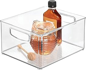 iDesign Caja transparente para el frigorífico, organizador de cocina grande y profundo de plástico, organizador de nevera con asas y sin tapa, transparente 