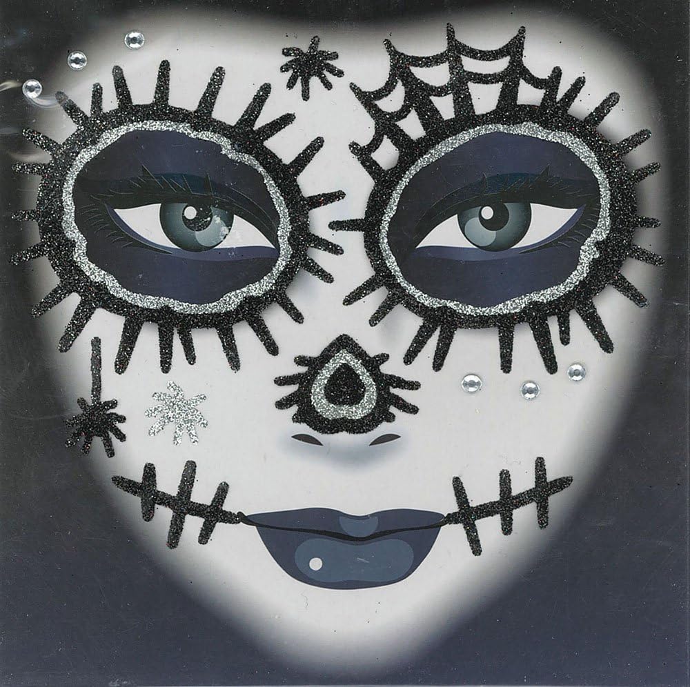 Forum Novelties X79271 Day of The Dead Glitter Tattoo, Unisex-Adult, Black, One Size Halloween