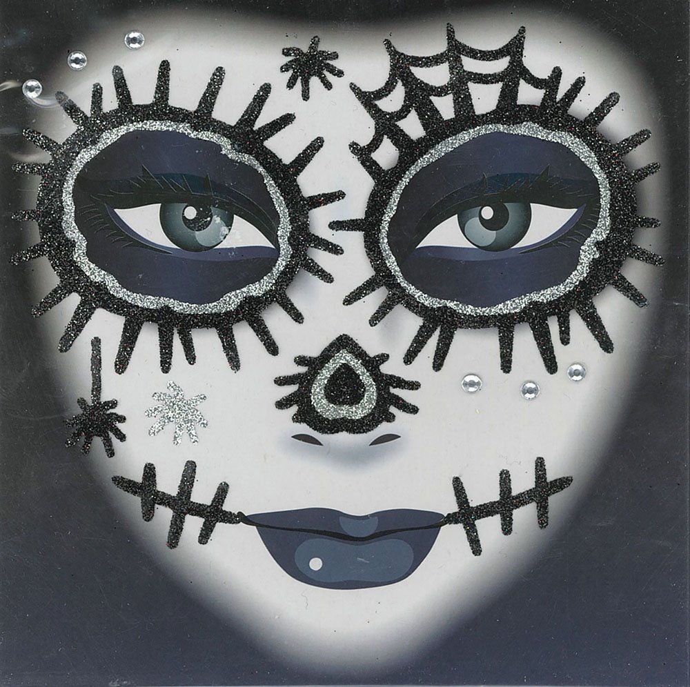 Forum Novelties X79271 Day of The Dead Glitter Tattoo, Unisex-Adult, Black, One Size Halloween