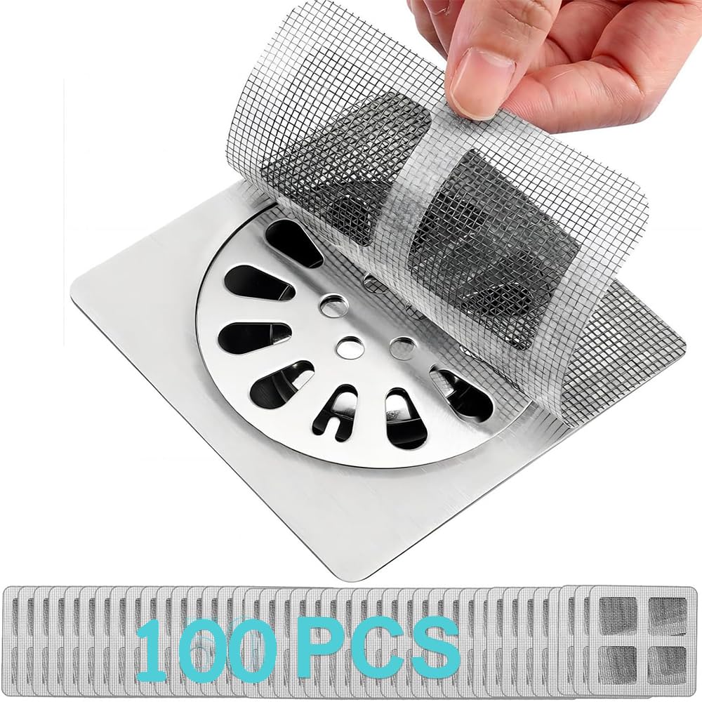 Photo 1 of 100 Pcs Disposable Hair Catcher Shower Drain?Drain Screen for Shower?Flat Drain Hair Catcher for Shower Room Bathtub, Dishwashing Sink?Square and Roundness (Square 3.94 inches)