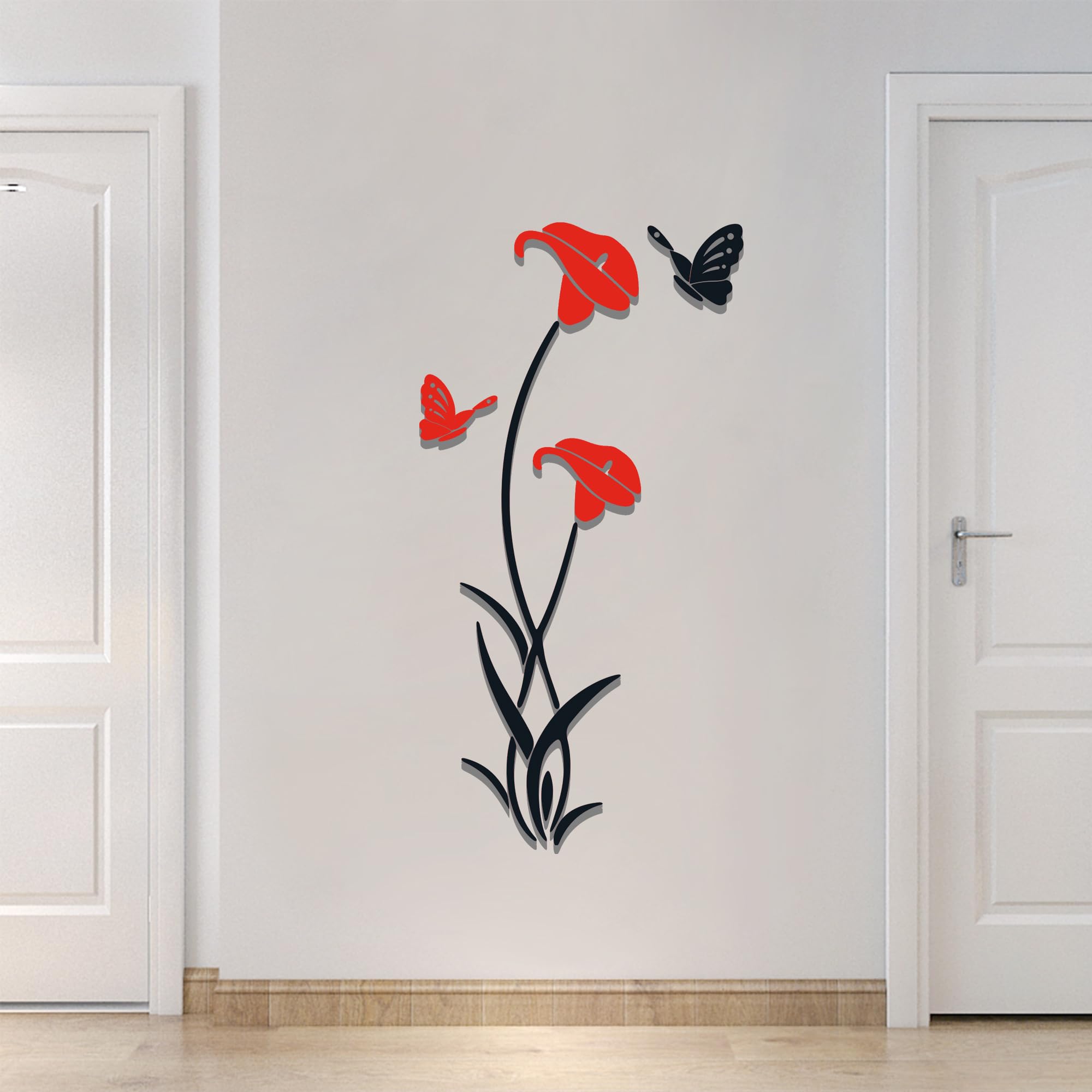HNVNER 3D Lily Flower Wall Sticker for Living Room Bedroom Sofa Backdrop TV Wall Background,DIY Wall Decal Murals Wall Decorations Wall Decor (59 x 31 in, Red)