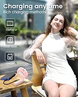 EasyAcc Handheld Fan USB Portable 6-Blade 3 Speeds 180° Foldable Pink view 4