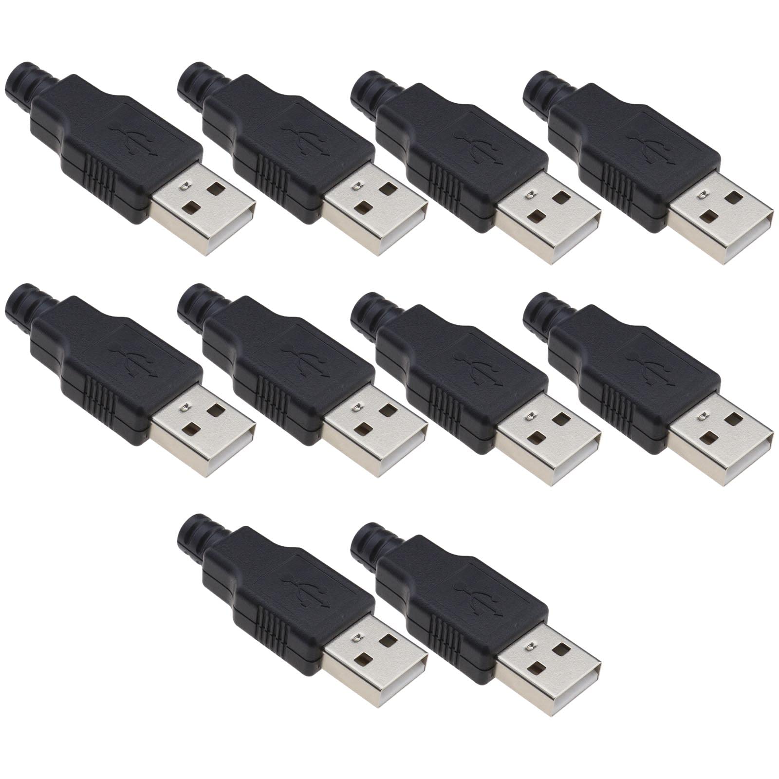 eMagTech 10 Set USB Type A 4 Pin Male Jack Connector DIY USB Connector Plug A Type Male 4 Pin Assembly Adapter Socket Cable Accessories