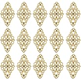 40pcs Alloy Rhombus Filigree Charms - Golden Metal Embellishments for Diy Jewelry Making, Necklace, Bracelet, Keychain, Scrapbooking Projects