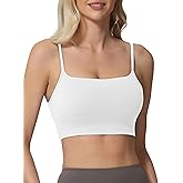 AugIris Sports Bras for Women Spaghetti Strap Padded for Yoga Running Gym Workout, Wireless Scoop Neck Bras Crop Tank Top