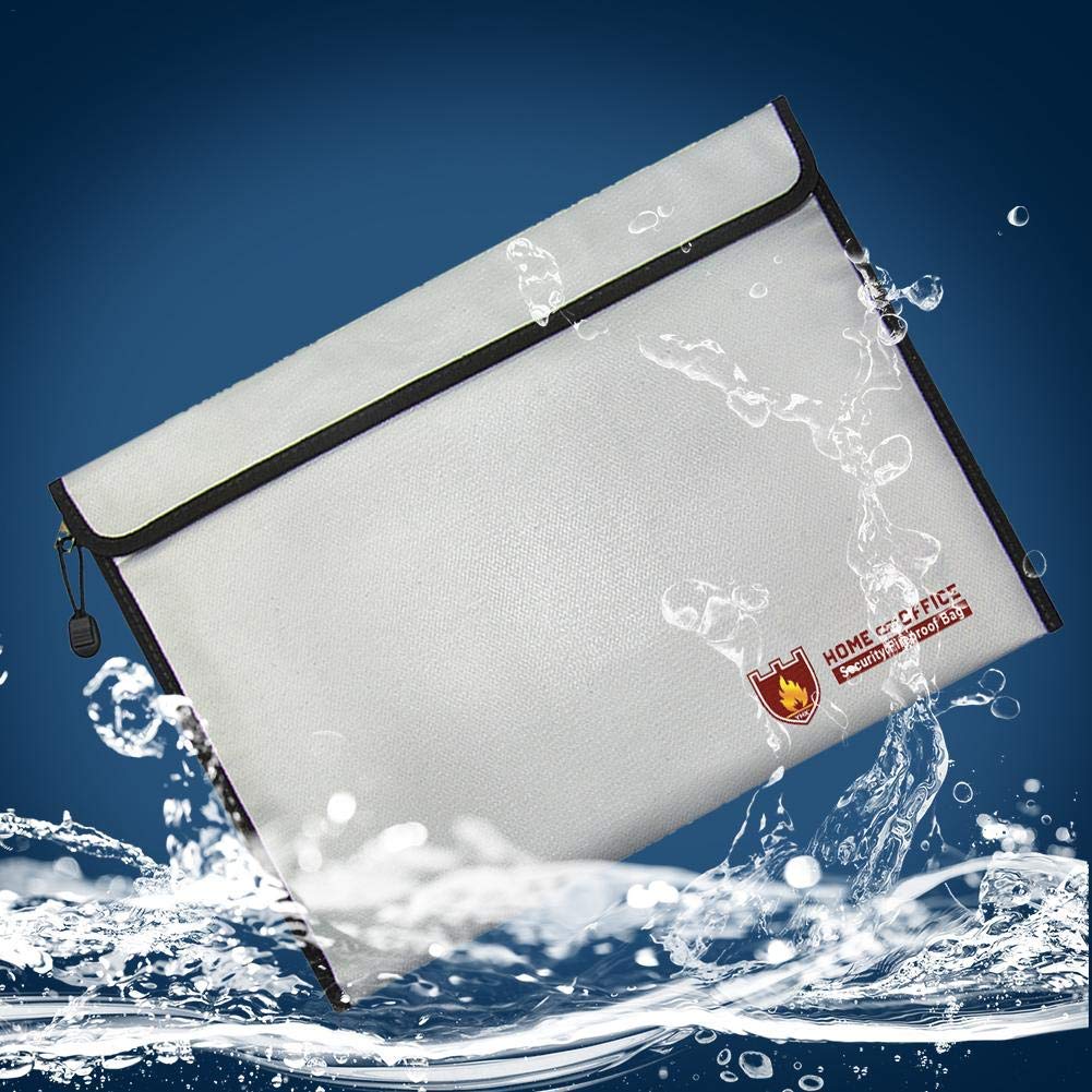 de triple capa resistente al fuego y al agua plata con cierre de