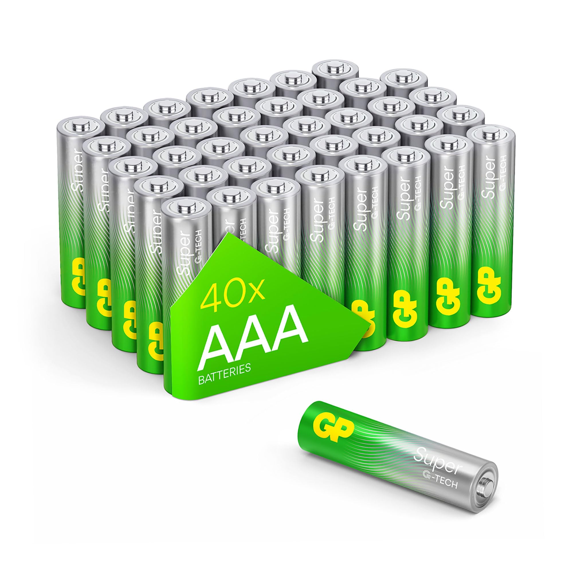 GP Batteries AAA (Micro, LR03) 1.5V, pack of 40, super alkaline long-life technology, economy pack