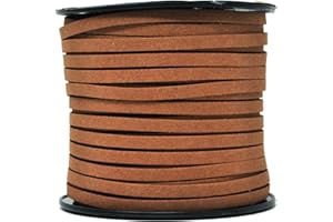 Mandala Crafts Russet Brown Faux Suede Cord for Jewelry Making - 5mm 50 Yards Flat Vegan Leather Strings Laces Strips for Bracelets, Necklaces, DIY Crafts, and Dream Catchers Supplies