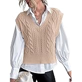 Jumppmile Womens V Neck Sweater Vest Sleeveless Pullover Crop Sweater Vest