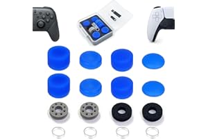 ZHI-NYLLDJS FPS Thumb Grip Gamepad Raised Antislip Thumb Stick Grips Thumbsticks Joystick Cap for PS5/4,Switch Pro Con-Precision Rings,Assist Rings,Storage Case(16pcs),Blue Set