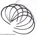 Hanyousheng 6 Pack Plastic Hair Headbands 0.8cm Skinny Non Slip Black view 4
