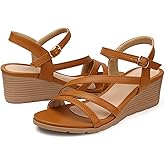 SHIBEVER Wedge Sandals for Women Dressy: Summer Low Wedges Womens Comfortable Open Toe Sandal