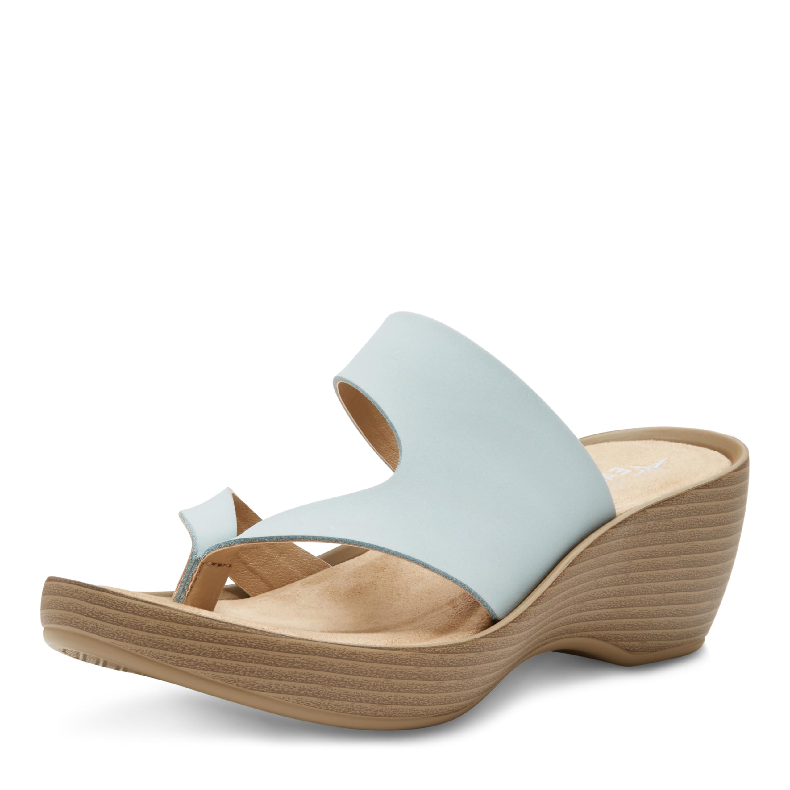 Eastland Womens Laurel Wedge Sandal, Light Blue, 11 Wide US