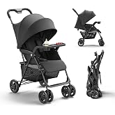 Mamazing Lightweight Umbrella Travel Stroller with Near-Flat Recline Seat | Snack Tray, One-Hand Compact Fold, UPF50+ Sun Canopy with Peek-a-Boo Window, Theme Park Approved for Family Travel &amp; Outings