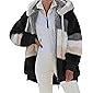 Women Fleece Jacket Fall Winter Plush Hoodie Full Zip Up Long Sleeve Cardigan Coats Warm Color Block Outwear With…
