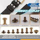 GLARKS 150 Sets Bronze Chicago Screws Assorted Kit M5 Rivets Button Posts view 3