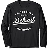 Classic Retro Vintage Detroit Michigan Motor City Long Sleeve T-Shirt