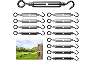 hannger 12Pcs M6 Turnbuckle Hook and Eye, Black Turnbuckles for Cables Wire Tighten Up, Turnbuckle Tensioner for Shade Sail T