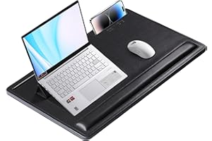 CENNBIE Leather Lap Desk with Memory Foam Cushion - 24 x 16 Inches Extra Large Computer Desk - Adjustable, Fits up to 19/17 I