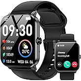 Smart Watch for Men Women, 120+ Sports Modes, Bluetooth Calls/Messages, 1.85" HD Touch Screen, IP68 Waterpro of Fitness Tracker with Heart Rate/Sleep Monitor, Compatible with Android/iOS (Black)